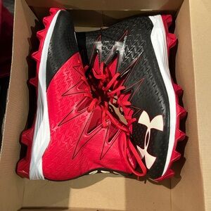 Under Armour Black and Red Athletic Cleats